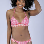 Maillot de bain femme 2 pièces à carreaux rouges et blancs Rosa