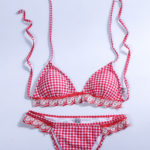 Maillot de bain femme 2 pièces à carreaux rouges et blancs Rosa