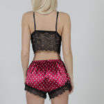 Ensemble pyjama-short femme en satin rouge-bordeaux Betty