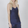 Ensemble pyjama pantalon femme satin bleu Josette