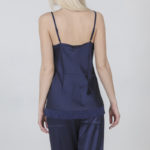 Ensemble pyjama pantalon femme satin bleu Josette