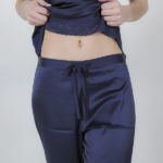 Ensemble pyjama pantalon femme satin bleu Josette