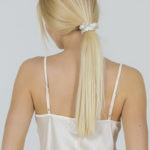 Ensemble pyjama-short robe de chambre satin blanc crème Milla