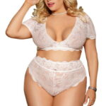 Ensemble blanc 2 pièces dentelle culotte soutien-gorge Paris Hollywood