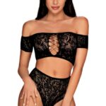 Ensemble 2 pièces culotte soutien-gorge col bardot Rihanna